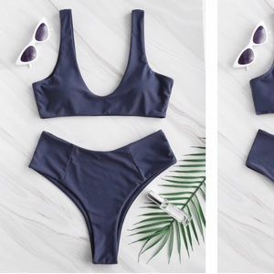 NWT Zaful Slate Scoop Neck High-waist bikini M